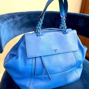 Tory Burch Large Half Moon Satchel in Bright Blue